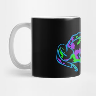 Blue Neon Frog Outline Mug